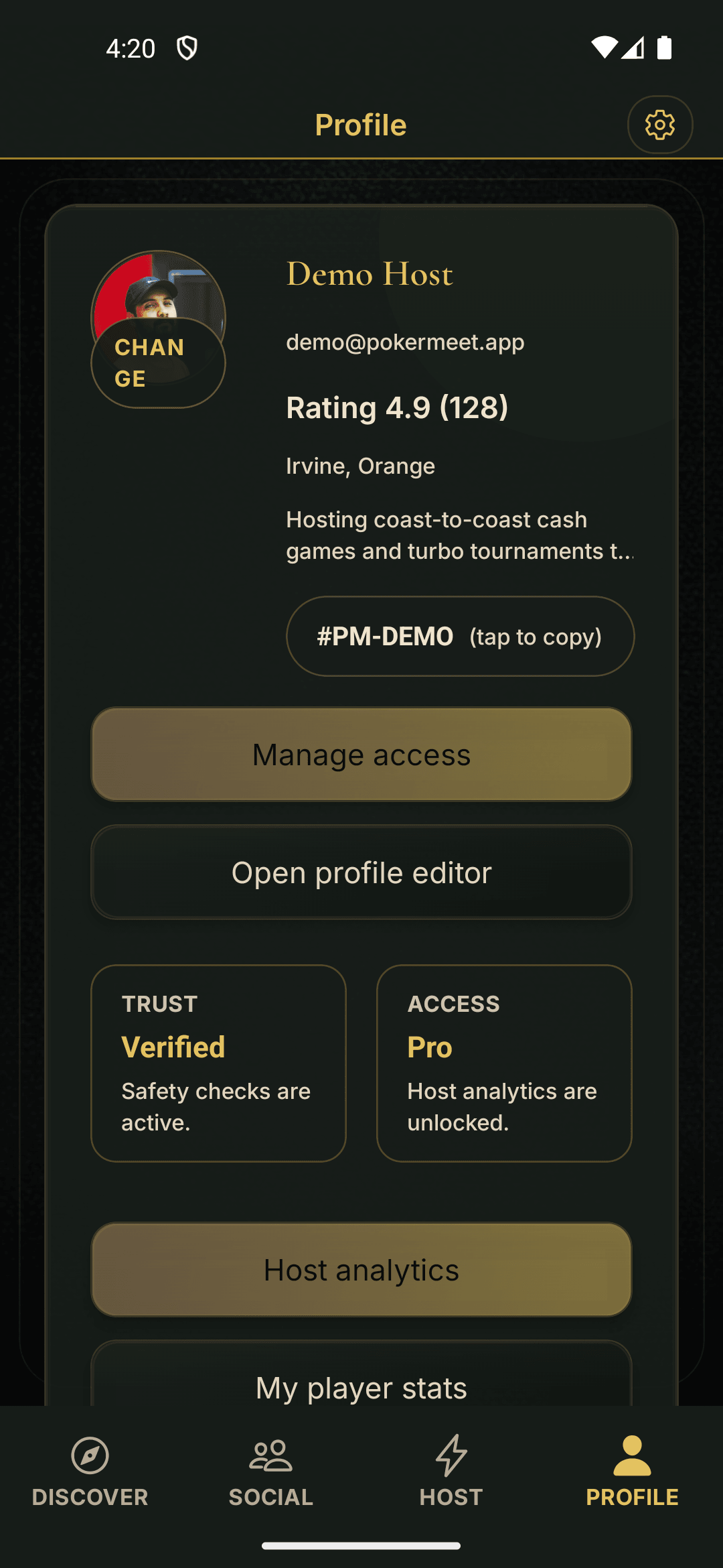 PokerMeet waitlist screen