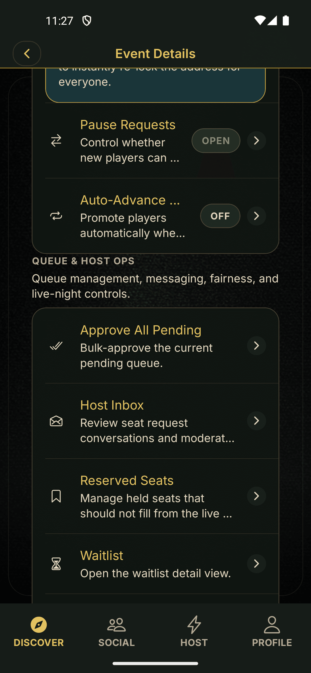 PokerMeet host request review queue