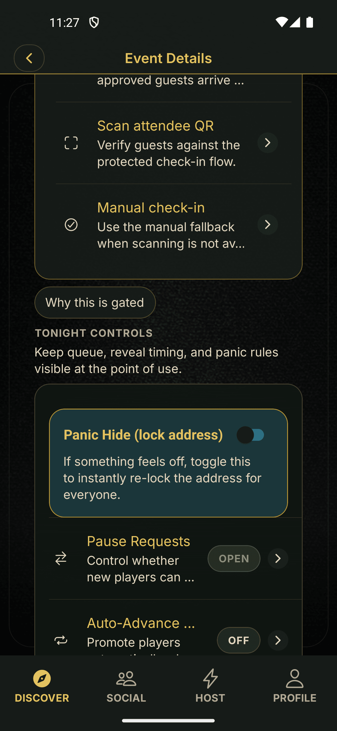 PokerMeet location sharing screen