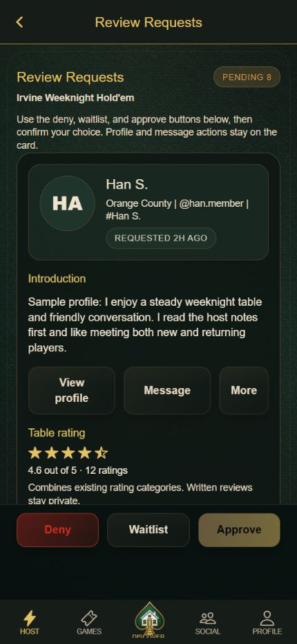 Player introduction and host review — original Demo