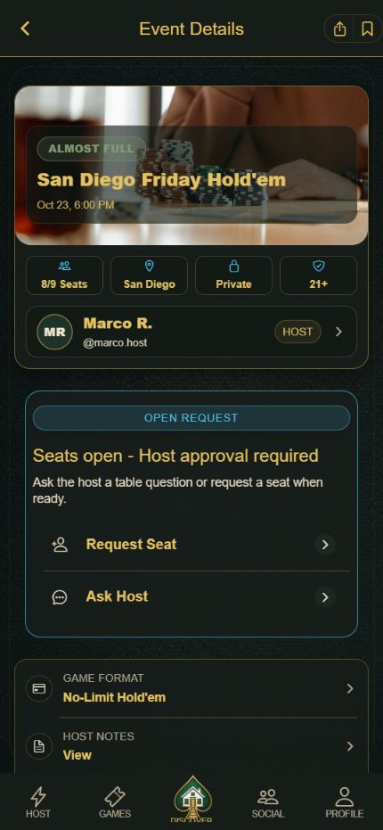 Game details before a request — original responsive-web Demo